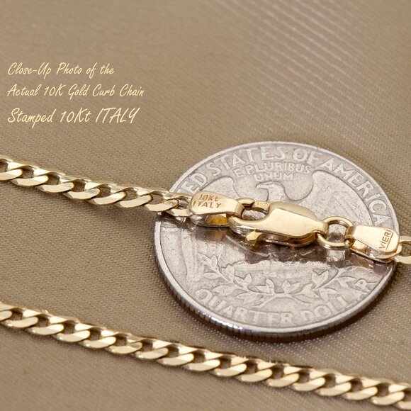 Real 10K Gold Cuban Curb Chain 20 inch 3 mm, Stamped 10K ITALY for Authenticity - Picture 6 of 7